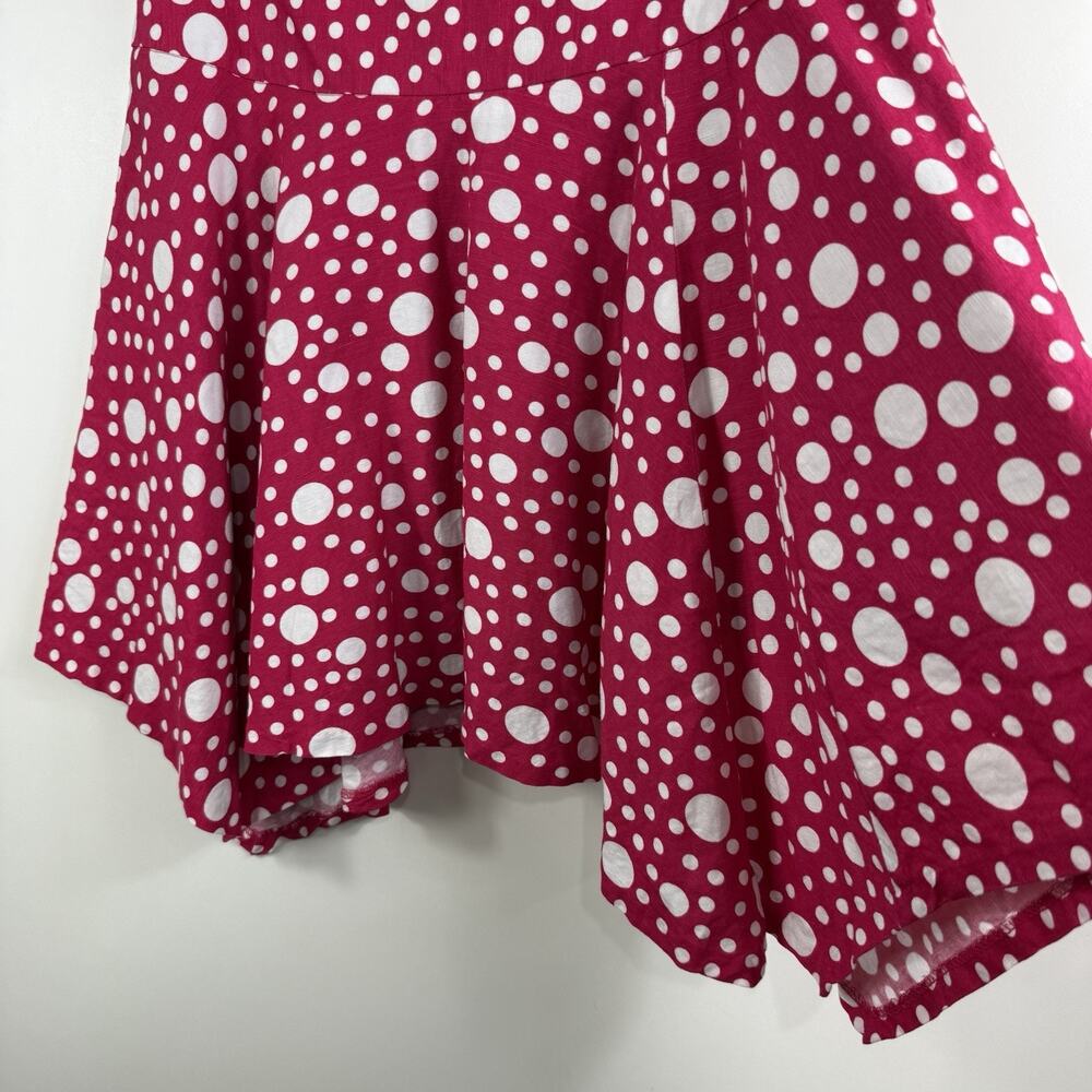 Larry Levine Pink Polka Dot Skirt Size 6 Linen Blend Asymmetrical Hem Fairycore - Picture 5 of 9